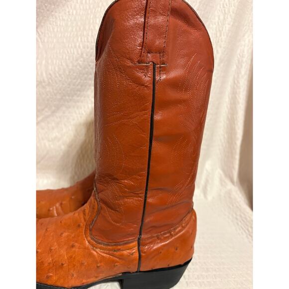VTG Full Quill Ostrich Handmade Mexico Cowboy Boots Men’s 8.5 Mex 26.5 Cognac main image 15